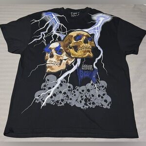 Rebel Vengeance Men's Graphic T-Shirt Skulls 2 Extra Large XXL Black Y2K Punk